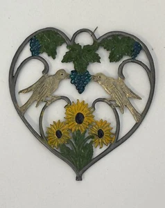 1185/24m Alter XL Anhänger Zinn Zinnanhänger Vögel Trauben Sonnenblumen - Picture 1 of 3