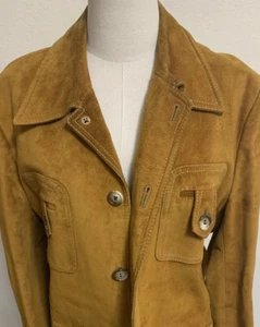 Vintage Induyco Jacket Suede Leather 4 Pocket Sz 44 Length 31.5” Retro 60-1970s - Picture 1 of 16