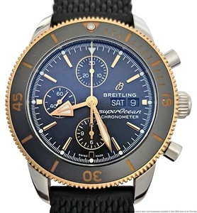 Huge Breitling Superocean Chronograph 44 18K Gold SS Day Date U13313 Wrist Watch - Picture 1 of 6