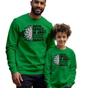 Mens And Kids Sunflower Brain Mental Health Awareness Sweatshirt Jumper #MHA - Picture 1 of 29