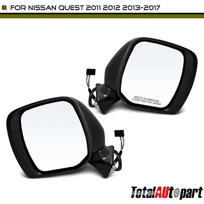 2x Black Power Mirror for Nissan Quest 2011 2012 2013-2017 Driver & Passenger - Image 1 of 4