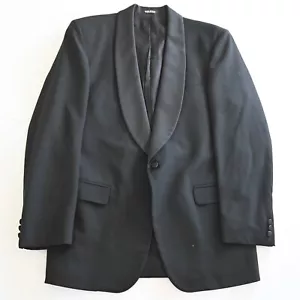 Vtg Jos A Bank USA Made 42L Black Wool Shawl Tux Tuxedo Smoking Jacket - Picture 1 of 24