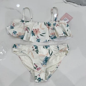 O'Neill Seabright vanilla ruffle swim suit bikini  Sz 14 girls tween slim NEW - Picture 1 of 7