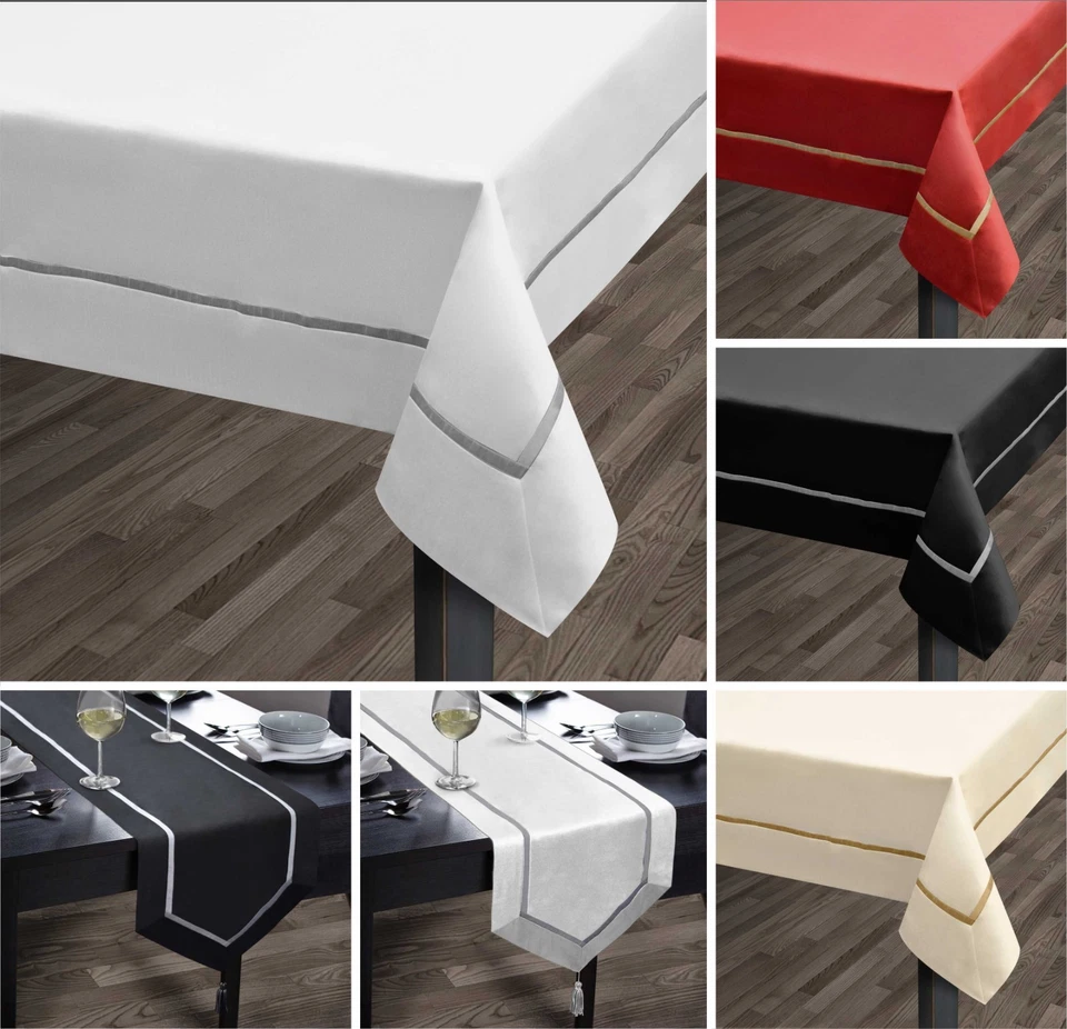 Plain Table Linen Rectangular Round Square Dining Table Cloths Runner Napkins - Image 1 of 1