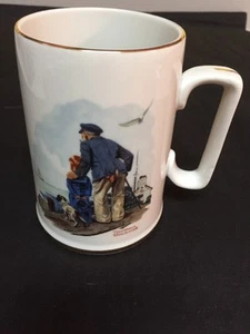Norman Rockwell Seafarers Collection Long John Silver's Shoppe Mug Gold Trim '85 - Picture 1 of 11
