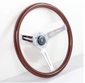 380MM Classic wood, Nardi STYLE chrome Steering Wheel 15In Racing Mahogany wheel - Picture 1 of 5