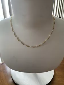 Napier Gold Tone 16” Choker Chain With Enamel Pearl Look Dainty Necklace - Picture 1 of 11