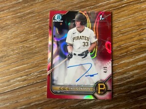 Tres Gonzalez 2022 Bowman Chrome 1st Red Lava Refractor Rookie Auto RC #'d 4/5