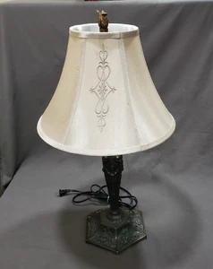 Vtg Table Lamp & Shade Ornate 25" Bronze Finish Lion Heads Roses Victorian Decor - Picture 1 of 15