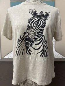 Women's Banana Republic Zebra Graphic Eco T-Shirt 1978 SF Heather Cream Medium - Picture 1 of 5