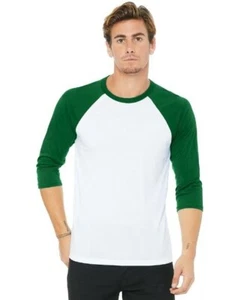 Bella Canvas 3200 Unisex 3/4-Arm Baseball T-Shirt Envy Grün / Weiß NEU SM - Bild 1 von 1