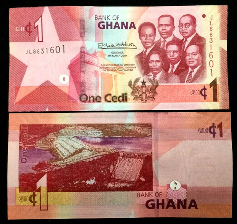 Ghana 1 Cedi Banknote World Paper Money UNC Currency Bill Note Cover