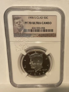 1998 S CLAD 50c KENNEDY HALF DOLLAR NGC PF70 ULTRA CAMEO  - Picture 1 of 2