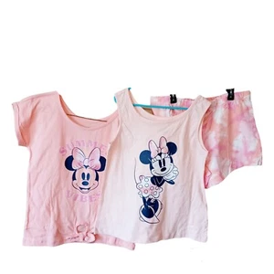 Disney Minnie Mouse Girls 3 Pc Short Set-10-Shorts-T-Shirt-Tank Top-Pinks - Picture 1 of 4