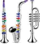 Set of 3 Saxophone for Kids Musical Instruments Toy Saxophone Toy Trumpet and To