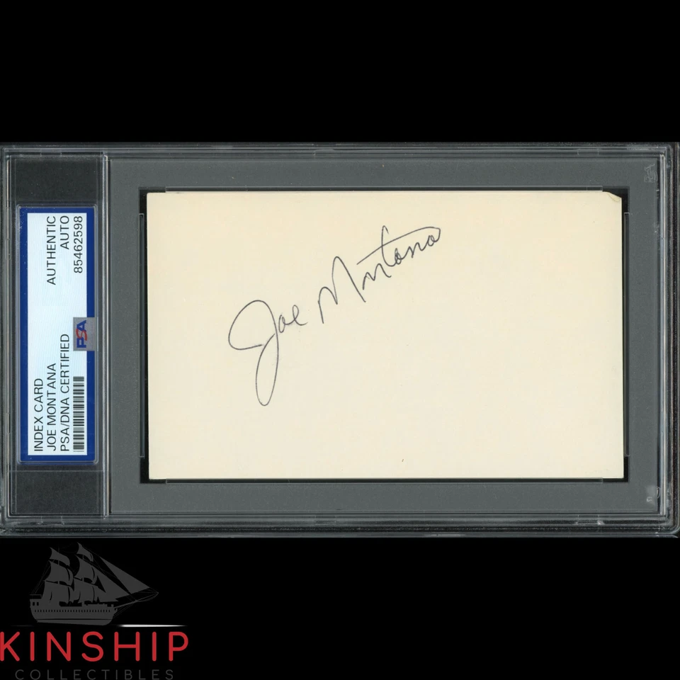 Joe Montana signed 3x5 Index Card PSA DNA Slab Football Vintage HOF Auto C4016 - Image 1 of 1