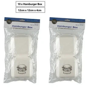 10 x Paper Disposable Hamburger Burger Box 12 x12 x4cm White Snack Fruit Boxes - Picture 1 of 2