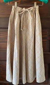 Vintage Brown Plaid 70's PATTY WOODARD Flaired Skirt  Size 5 - 6 Wool Blend - Picture 1 of 7