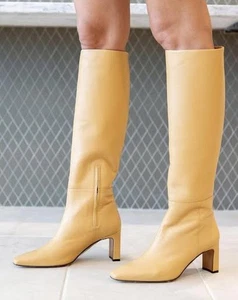 Lafayette 148 New York Adley Leather Tall Block-Heel Boots 40 - Picture 1 of 19