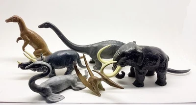 Juego completo súper raro de seis figuras de metal de dinosaurios grandes French Minot Foto 1 de 4