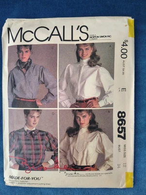 Vintage Brooke Shields McCall's BLOUSE Sewing Pattern #8657 Size 12 - Image 1 of 3