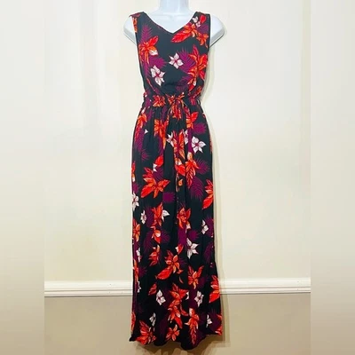 Apt 9 Dress Dark Floral Tropical Maxi Jersey Sleeveless Cruise Autumn NWT XL - Image 1 of 4