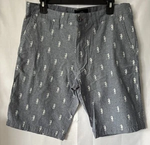 BEVERLY HILLS POLO CLUB Blue W/ White Seahorse Shorts Mens Size 34 Beach Cruise - Picture 1 of 7