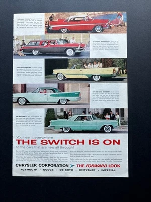 Vtg. 1957 Chrysler Magazine Printed Automotive Ad Coupe Hardtop Conv. Sedan Wago - Image 1 of 4