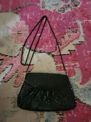 Bolso de mano vintage gótico de malla de cóctel negro fiesta discoteca glamour formal graduación Foto 1 de 3