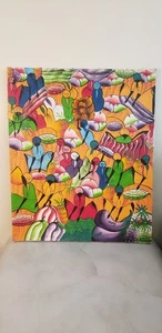 Vintage haitianisches Gemälde von Mona 19" x 23" - Bild 1 von 6
