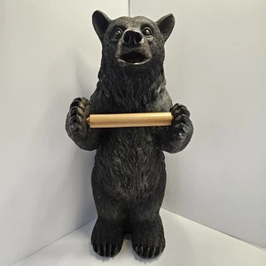 Stehender Schwarzbär Toilettenpapierhalter Kabine Freistehend Polyresin Landhaus  - Bild 1 von 17