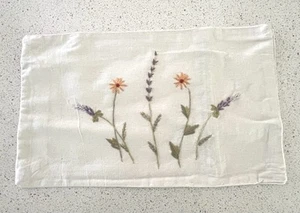 Lumbar 100% Cotton Pillow Cover Beige 12 x 20 inch, Bed Decor Floral - - Picture 1 of 4