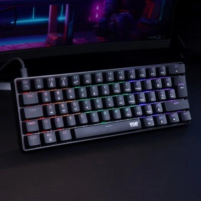 VGN UPOWER T60 60% Type C Wired Gaming 61 Keys LED Backlit Keyboard - Image 1 of 4
