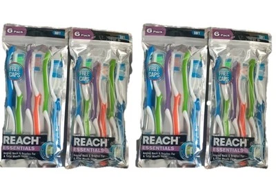 24 Toothbrushes REACH Essentials SOFT Bristles Angled Neck & Bristles - Image 1 of 3