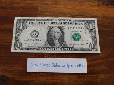 U.S. $1 One Dollar Bill Star* Note serial number cash money G02*z. - Image 1 of 2