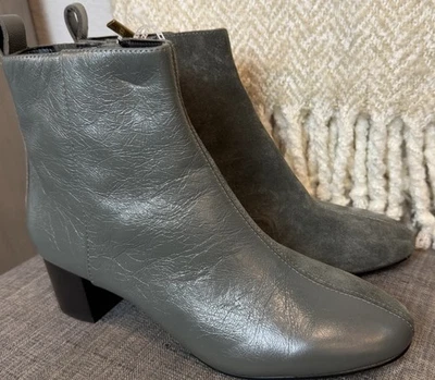 Bota para mujer 38/7,5 Kurt Geiger London Elmer cuero/gamuza gris tacón bloque Foto 1 de 4