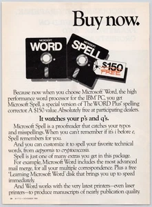 Microsoft Vintage Print Ad Word Spell Software IBM PC 1984 - Picture 1 of 1