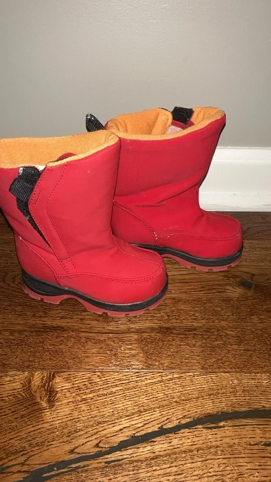 Land's End Toddler Boy's Rainboots Snow Boots Red Blue Fleece Lined - Size 7M - Image 1 of 4