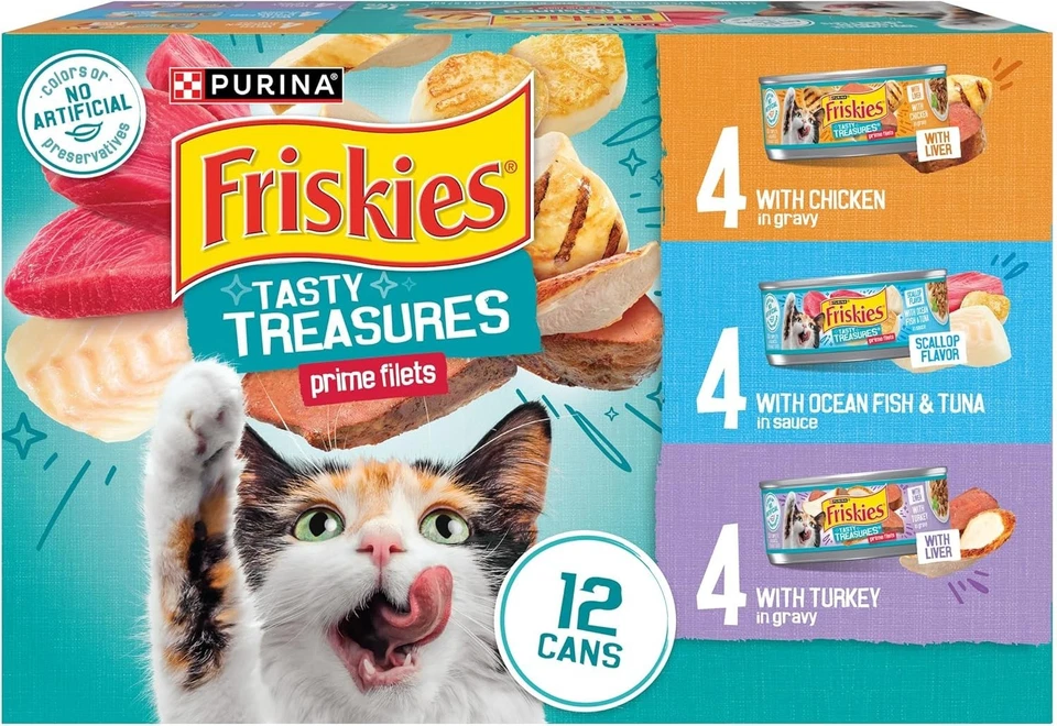 Purina Friskies Wet Cat Food Variety Pack Tasty Treasures Prime Filets (With Oc