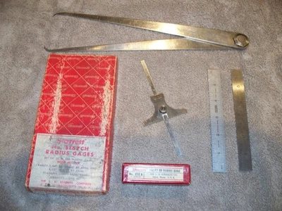 JUEGO DE MEDIDORES DE RADIO STARRETT S167C CON MEDIDOR DE FILETE, PINZAS DE 12", REGLAS DE 5", ETC... Foto 1 de 4