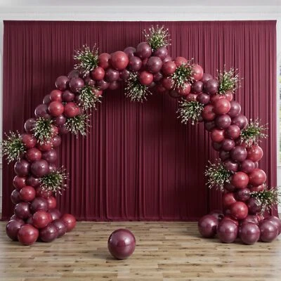 10x10ft Maroon Backdrop Curtain 2 Panels 5x10ft Burgundy Polyester Party Drapes - Image 1 of 4
