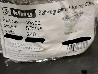 King Electric SR245 Self-Regulating Pipe Heating Cable 5 Watts/Ft 240V /10ft - Image 1 of 4