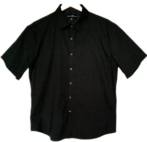 Camisa con botones Beverly Hills Polo Club para hombre negra blanca talla X-grande estampado de puntos - Imagen 1 de 4