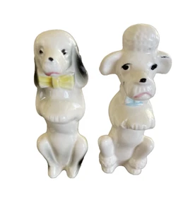 Vintage Dog Poodle Bow Tie Dapper 4” Anthropomorphic Figurines Set Kitschy Japan - Picture 1 of 12