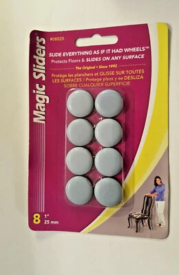MAGIC SLIDERS Pack Of 8 NEW 1" / 25mm  Floor Protectors Wood Vinyl Tile Carpet - Image 1 of 2