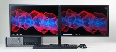 Dell Dual Monitor Screen PC SET Quad i5 Cpu SSD HDD 8-16 GB Windows 10 Wifi DT - Image 1 of 4