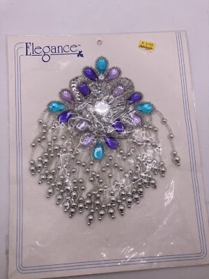 Aplique vintage de pedrería púrpura y plata Bling costura artesanal Foto 1 de 4