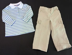 Gymboree Vacation Time Girls Size 5 3/4 Sleeve Top And Khaki Cargo Cropped Pants - Picture 1 of 16
