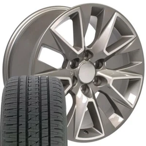 20" Silver 5919 Wheels & Bridgestone Tires SET Fits Tahoe Silverado LTZ 20x9 - Picture 1 of 5