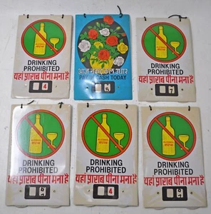 Lot of 6 Vintage Iron Printed Small Decorative Wall Décor Signs Original Old - Picture 1 of 5